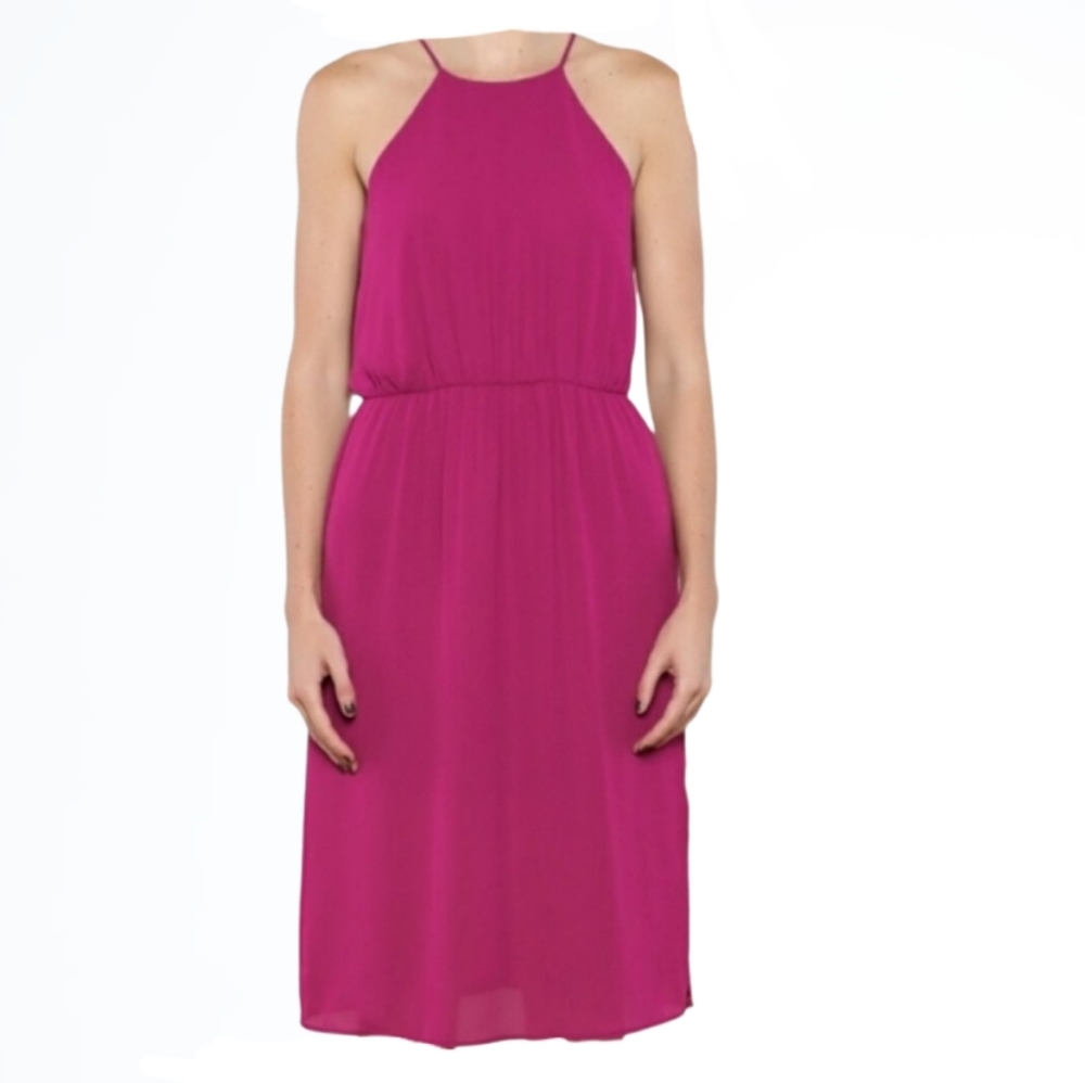 Everly Halter Pink Berry Goddess Style Dress Size Large Bust 37.5 Inches